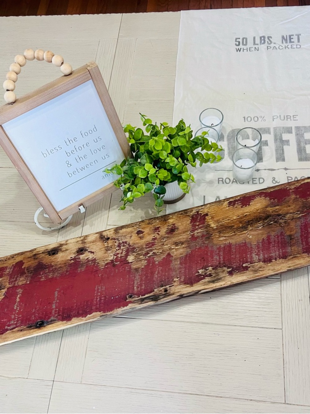 Rustic Barn Wood Long Raised Tray for Kitchen Island Centerpiece Mantle Decor - Picture 2 of 11